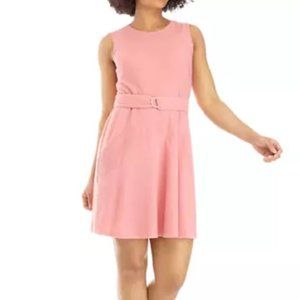 NWT 52Seven Womens Midi Sleeveless Pink belted  dress